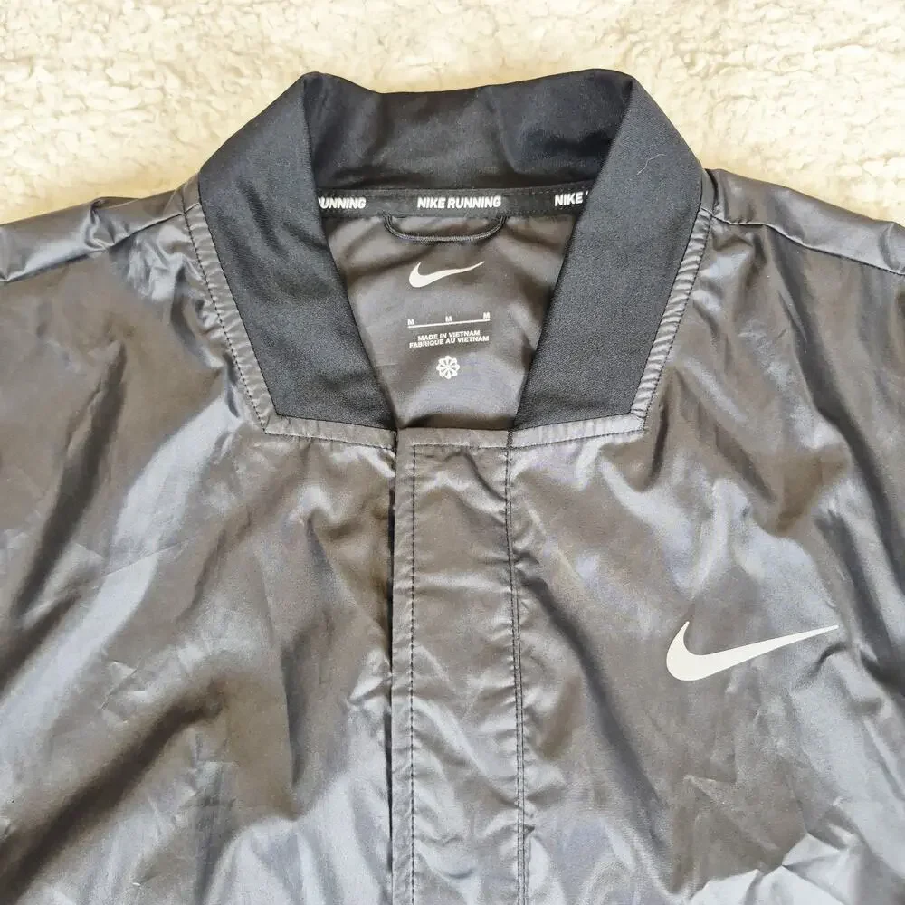Nike Running Women’s Bomber Jacket Black Reflective Logo Lightweight Zip Size M